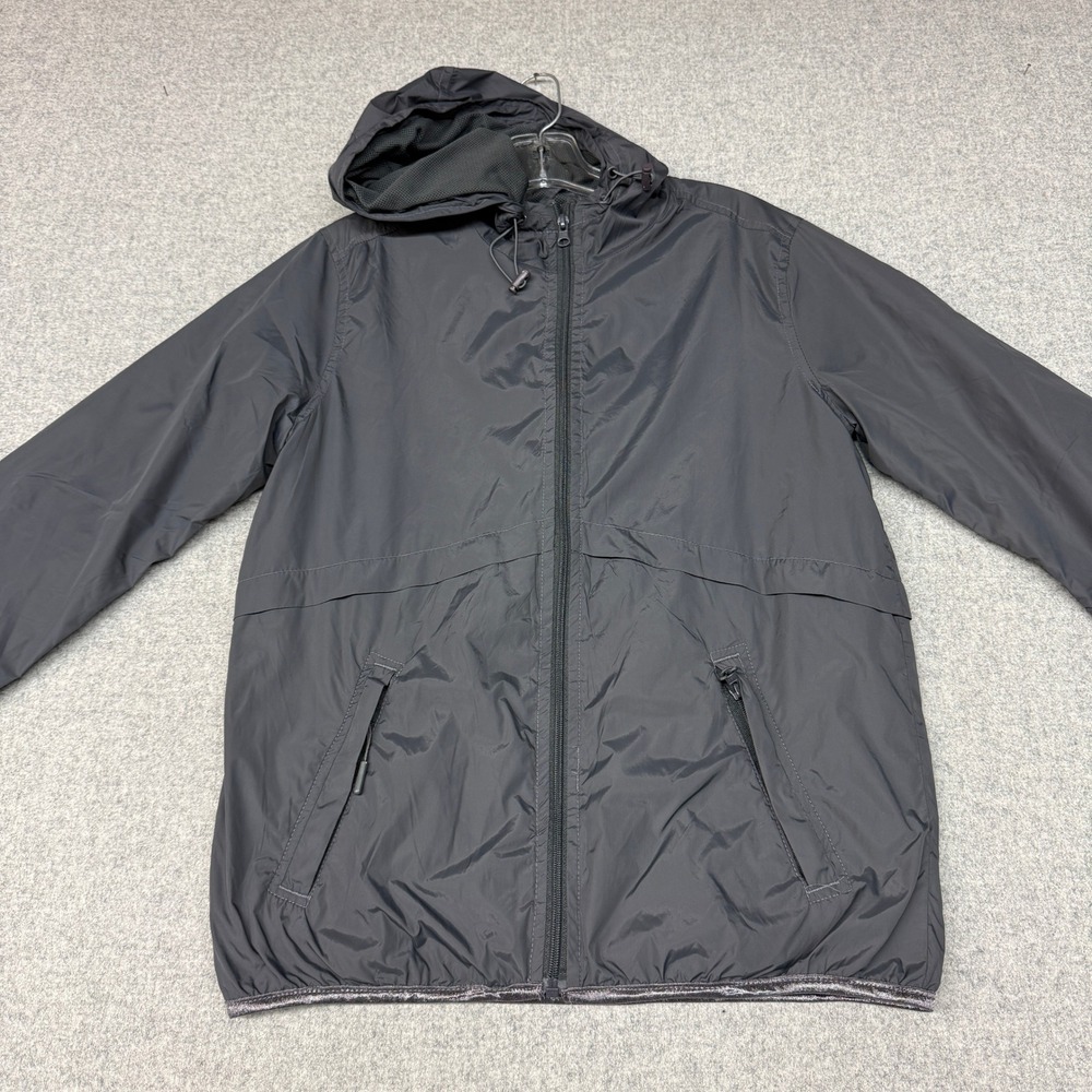 Everlast Windbreaker Jacket Small Gray Hooded Full Zip Mesh Lined Athletic Coat